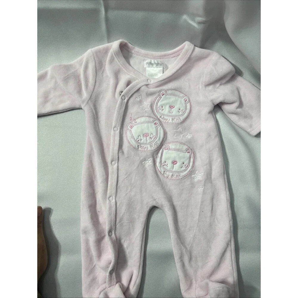 Vintage Pitter Patter Pink Baby Footed One Piece sz 0-3 Months - Picture 10 of 10